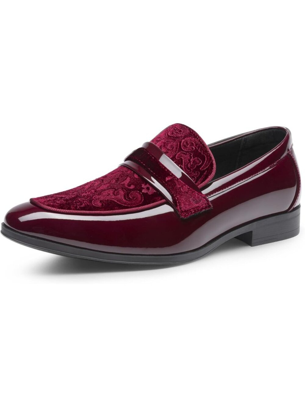 Men's Burgundy Velvet Tuxedo Loafers Slip On Wedding Formal Dress Causal Shoes